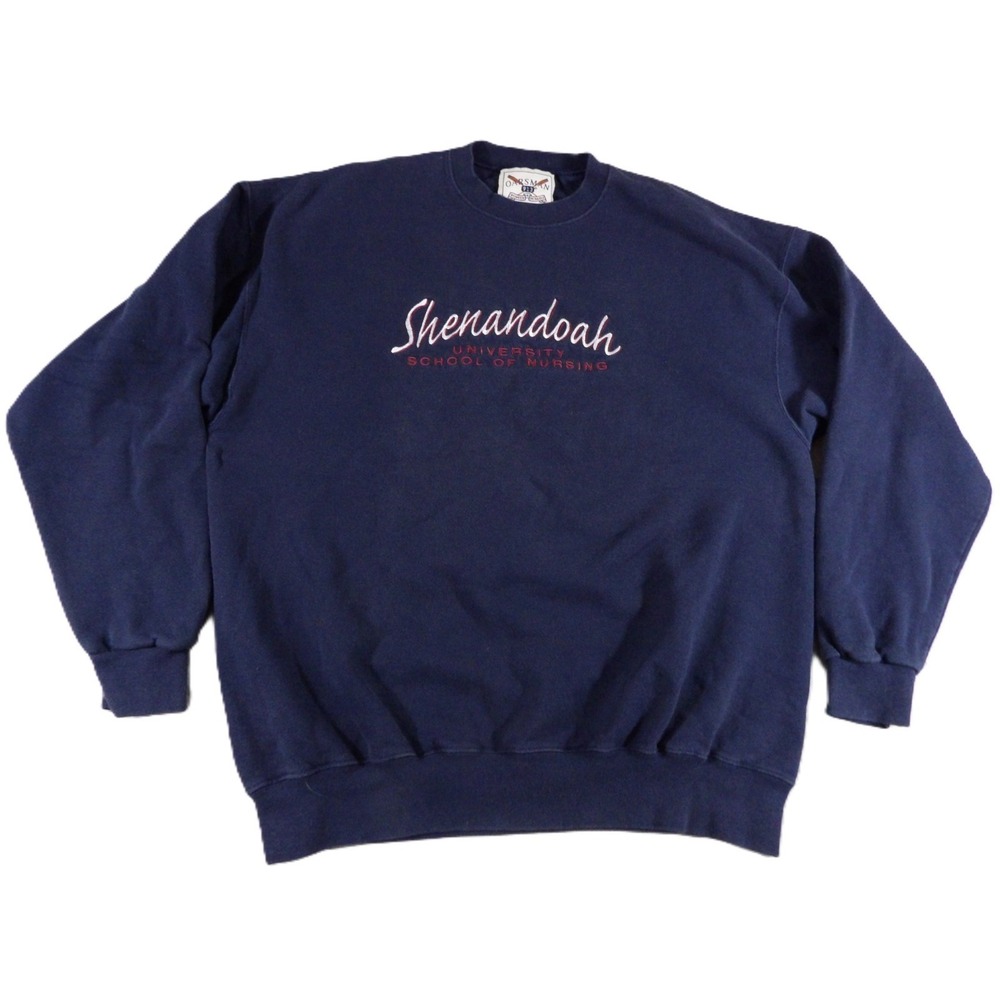 VTG Oarsman 913 Shenandoah University Sweatshirt Men 2XL Navy Blue Pullover 90s